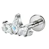 Zeming Jewelry F136 Tornillos para Oreja de Titanio Brillantes Circonita Pequeños Tornillos para Cartílago de Oreja Rosca Interna Piercing de Labio Joyería de Titanio Puro