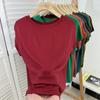 Camiseta de Manga Murciélago Suelta Cuello Redondo Manga Corta con Máscara para Mujer, Top Sencillo Adelgazante Delgado, Nuevo Modelo Verano 2024