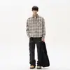 2025 Nueva Camisa de Cuadros Holgada Estilo Japonés para Hombre con Cuello de Solapa Retro Americana de Moda