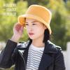 Sombrero de pescador de peluche de osito de peluche para hombre y mujer, color sólido, estilo coreano de invierno, para niños, con parte superior plana, con logotipo bordado personalizado.
