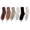 Calcetines para mujer de primavera y otoño, calcetines de media caña de algodón no puro de color sólido, calcetines de felpa con zapatos de piel pequeños, calcetines color Maillard