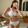 Coreia do Sul Dongdaemun ins clássico retro cor sólida um ombro menina magro maiô dividido maiô feminino atacado