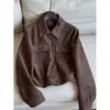 2026 Novo Estilo Elegante Camurça Pelúcia Gola Alta Jaqueta Curta Top Casual para Mulheres Atacado N5DW8062