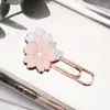 Clipe de Papel em Formato de Flor de Cerejeira Fofo Feminino Marcador de Página de Coração Clipe de Papel Metálico Criativo Coreano Clipe Decorativo para Caderno de Estudante
