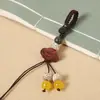 Chaveiro de Carro Pingente Flor de Ameixeira Madeira de Pêssego Cordão Semi-Acabado Tecido à Mão Fivela Viva Acessórios Argola Aberta Pregos de Chifre