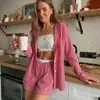 Conjunto de Dos Piezas de Manga Larga a Cuadros Rojos Nuevo 2026 Europeo y Americano, Pijama de Algodón Puro Suave con la Piel y Cómodo, Ropa de Casa para Mujer