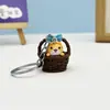 Llavero Colgante Creativo de Gato Gatito en Cesta de Bambú Colgante Lindo para Mochila Escolar Adornos Decorativos Caja Ciega Bolsita Ciega Accesorios