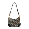 Bolsos Nuevo Retro Letra Bolso de Axila Gran Capacidad Bolso de Hombro Cruzado para Viajes Bolso de Media Luna Bordado con Cadena para Mujer