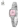 Reloj para Mujer Sk Moda Banda de Acero Reloj Cuadrado Pequeño Transfronterizo Resistente al Agua Reloj de Cuarzo Venta al por Mayor Exportación Reloj de Nicho para Mujer 0217