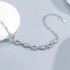 Plata de ley maciza S925 3 piedras principales de 6x8 mm engaste vacío DIY diamante graffiti patrón de gato de dibujos animados pulsera joyería