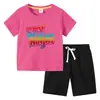 Camiseta para Niños 2026 Verano Nuevo Comercio Exterior Ropa para Niños Ins Estilo Coreano Algodón Manga Corta y Pantalones Cortos para Niños Conjunto de Dos Piezas