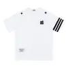 Bordado + Estampa Gola Traseira Camiseta Manga Curta 220g Algodão Penteado Puro Moda Nova Top Transfronteiriço Europeu e Americano ins