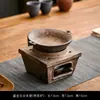 Fogão Rústico de Cerâmica para Torrar Chá Incensário Estilo Vintage ao Ar Livre Aquecimento com Vela Aquecimento de Chá Cerâmica Intensificadora de Incenso Conjunto de Chá