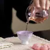 Taza de Pétalos con Pie Alto de Vidriado Cristalizado, Taza de Té Cerámica Horneada en Horno para el Hogar, Taza de Degustación, Juego de Té Kung Fu, Taza de Maestro, Cuenco de Té