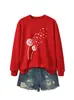 Amazon eBay Estação Independente Moda Casual Versátil Temperamento Feminino Dente-de-leão Borboleta Gola Redonda Manga Longa Camisa Moletom