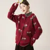 Casaco suéter floral casual estilo japonês, novo cardigã de malha macio de caimento solto que afina a silhueta, cinza tamanho único para mulheres