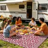 3X 4m Alfombra Jacquard Roja Personalizable para Autocaravana, Camping, Impermeable, a Prueba de Humedad, para Patio, Ecológica, Plegable, para Playa