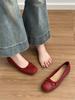 Versión de Piel de Oveja ~ Zapatos de Ballet de Piel Genuina Franceses de Tacón Bajo para Mujer Zapatos Slip-On Retro con Lazo