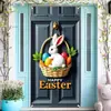 Cortina de Puerta y Colgante de Pared de Pascua Más Vendido de Amazon, Cortina de Puerta Decorativa de Huevo de Pascua y Conejo Transfronteriza, Bandera Colgante Floral
