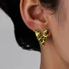 Pendientes de Aleación con Forma de Corazón de Melocotón, Estampado de Leopardo, Pintura en Spray, Set de Múltiples Piezas para Mujer, de Moda, Europeos y Americanos, Transfronterizos, de Venta Caliente, Personalizados