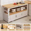Prateleira de Cozinha Multifuncional Mesa de Corte de Legumes Bancada Armário de Chão Multicamadas Armazenamento de Micro-ondas Armário Lateral Doméstico