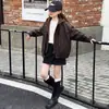 Chaqueta de cuero con capucha para niñas, nuevo abrigo holgado estilo coreano para primavera y otoño, chaqueta de motorista moderna y genial para niñas mayores