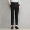 Pantalones de Traje de Seda Helada para Hombre, Pantalones Cortos Finos, Nuevos de Verano 2026, Corte Slim, Versátiles, Pierna Recta, Caída, Pantalones Casuales