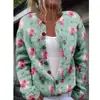Suéter de Mujer para Otoño e Invierno 2024 Elemento Animal Suéter Floral Cárdigan Chaqueta de Cuello Redondo Top