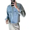 Camisa de Mezclilla Lavada Moda 2024 Viento Ligero Maduro Estilo Japonés Retro Casual Holgada Doble Bolsillo Manga Larga para Hombres y Mujeres