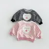 Sudadera Corazón Dulce para Niñas 2026 Nuevo Otoño Bebé Top de Encaje Rayado Falda-Pantalón Infantil zqy6285