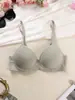 Sutiã de Camiseta Estilo Europeu e Americano Transfronteiriço Lingerie Lisa com Aro Alças Ajustáveis Sutiã Push-Up Sexy da Moda