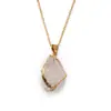 Pendente Assimétrico de Cristal Natural Ametista Pedra Bruta Galvanizado Dourado Quartzo Rosa Citrino Acessórios para Joias DIY Transfronteiriço