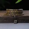 Cuentas de Sándalo Verde Argentino Grano Fino 108 Cuentas Cuentas Budistas Rosario Sándalo Pulsera de Múltiples Círculos Mayoreo