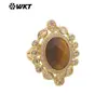 MR028 Anillo de Joyería para Fiesta Estilo Palacio Retro Exquisita Gema Redonda Pequeña Incrustada con Circonita Multicolores Opcionales para Mujer