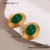 Pendientes Retro Turquesa de Alta Venta Transfronterizos para Mujer, Lujo de Nicho, Moda de Alta Gama, Pendientes de Aleación Dorada con Forma Ovalada