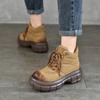 Botas café Maillard usar botas de tobillo de suela gruesa con forro polar diseño otoño e invierno cuero genuino botas Martin moda