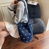 Bolsa de Ombro Jeans Estilo Japonês Feminina 2025 Nova Grande Capacidade Bolsa Balde Estudante Sacola de Compras Sacola Tote para Trabalho