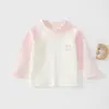 Camiseta interior de algodón 100% suave, de manga larga, cuello redondo, tipo A sin costuras, para bebé, para primavera, otoño e invierno, adecuada tanto para niños como para niñas, una prenda superior versátil