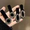 Pinza negra para el pelo, pasador, pinza, estilo pequeño Chanel, pinza BB de terciopelo, elegante, para la nuca, pinza para el pelo, pedrería, elegante, versátil