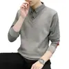 Suéter Camisa Falso de Dos Piezas para Hombre de Manga Larga Resistente a las Manchas Empalmado Casual Cuello Falso Camisa Interior Forro Polar Cálido