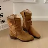 Botines Marrones de Punta Fina con Tacón Grueso para Mujer, Nuevo Estilo Otoño 2026, Adelgazantes, Retro, Estilo Coreano, Botas Mallard