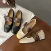 Versão Couro 2025 Primavera Novos Sapatos Baixos Mary Jane Solado Macio Superfície Macia Bico Quadrado Interno Boca Rasa Sapatos Femininos