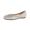 Zapatos Planos de Punta Fina con Boca Baja y Pedrería para Mujer, Estilo Hada, Adecuados para Vestidos, Zapatos de Dama de Honor, Zapatos de Boda, Zapatos de Fiesta, Zapatos de Novia