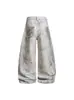 Jeans de Estilo High Street Americano con Remaches, Perlas y Estampado de Alas para Hombres y Mujeres, Nuevos Pantalones Casuales de Pierna Ancha Curvados de Verano