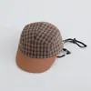 Gorra de Hip-Hop a Rayas y Cuadros de Estilo Japonés de Moda para Niños, Nueva Gorra de Béisbol para Bebé Color-Blocking a la Moda, Gorra de Protección Solar