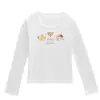 Nuevo Top Negro de Manga Larga con Cuello en U para Mujer de Primavera y Otoño con Estampado de Oso de Dibujos Animados, Corte Ajustado y Juvenil