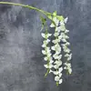 Flores de Glicínia Artificiais Pendentes com 3 Galhos para Decoração de Hotel e Casa, Arranjos de Casamento com Orquídeas, Enfeites de Flores Artificiais Atacado Transfronteiriço