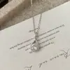 Collar de Plata de Ley S925 con Forma de Gota de Agua Full Diamante para Mujer, Estilo Retro Japonés, Diseño de Nicho de Alta Gama, Cadena para Clavícula, Popular en Xiaohongshu