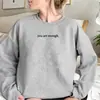 Moletom Feminino com Gola Careca e Forro de Fleece com Estampa de Slogan em Cor Lisa para Sites Independentes de Comércio Exterior