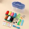 Kit de costura multifuncional, juego de kit de costura portátil para bricolaje, caja de almacenamiento de herramientas para coser y reparar